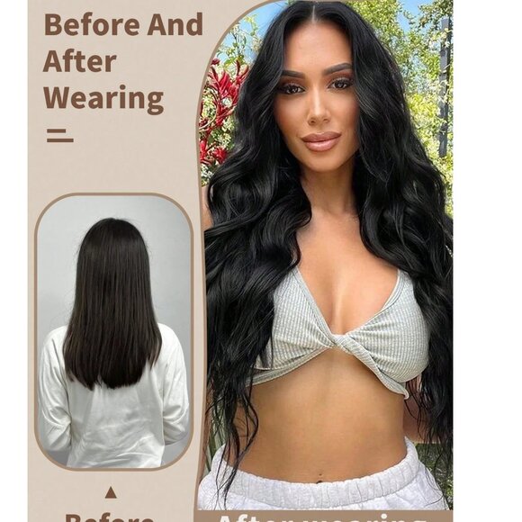 24 In  black Clip in Hair Extensions Set - Picture 7 of 11